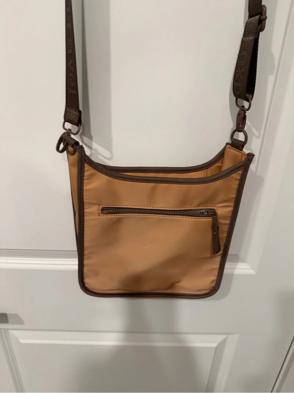 Samantha Brown Two-Tone Canvas Crossbody Bag in Tan and Cream